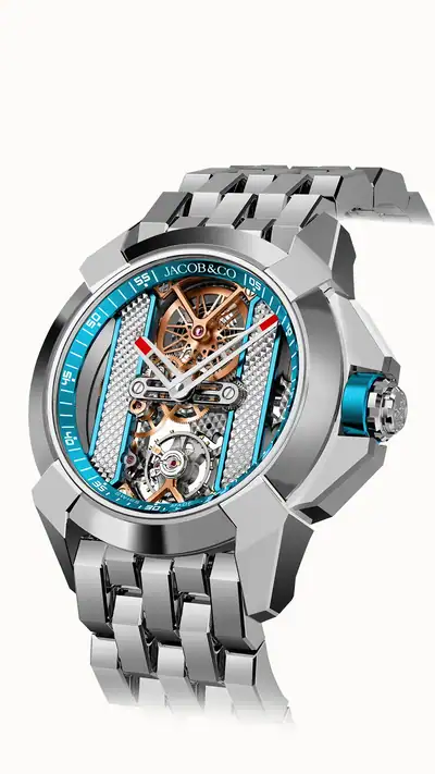 Jacob & Co. Epic X Bridges — Stainless Steel (Light Blue) Bracelet EX120.10.AC.AB.A10AA