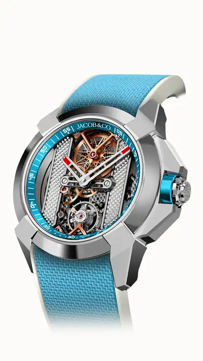 Jacob & Co. Epic X Bridges — Stainless Steel (Light Blue) EX120.10.AC.AB.B