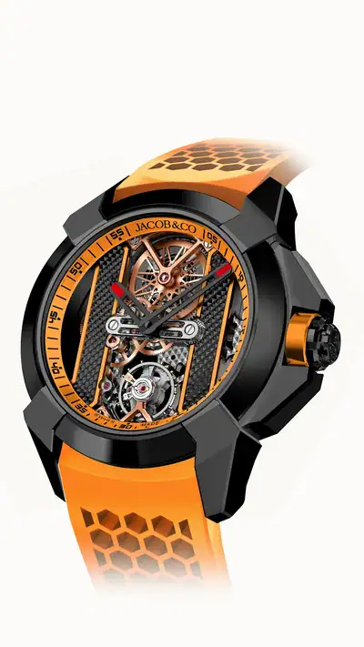 Jacob & Co. Epic X Bridges — Black Steel (Orange) EX120.11.AI.AB.B