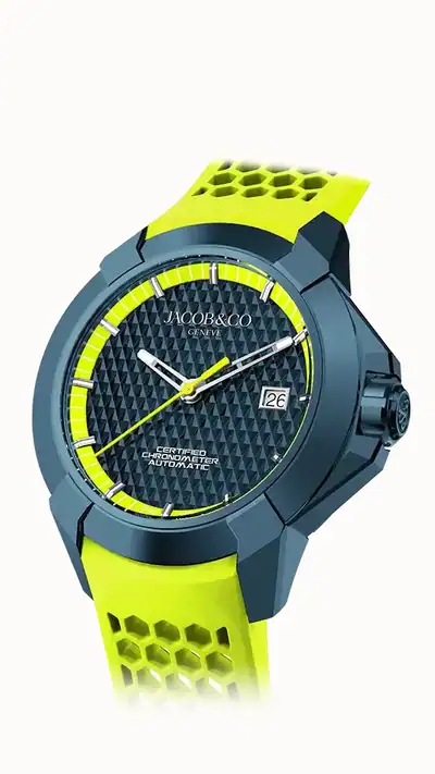 Jacob & Co. Epic X Sport — Blue PVD Steel & Neon Yellow EX130.13.AA.AA.A