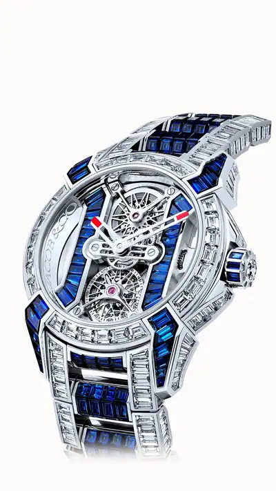 Jacob & Co. Epic X Tourbillon Baguette — Diamonds & Blue Sapphires EX510.30.BD.BB.A30BA