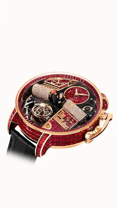 Jacob & Co. Opera Godfather Baguette — Rose Gold Baguette with Red Sapphires OP820.40.AC.UA.A