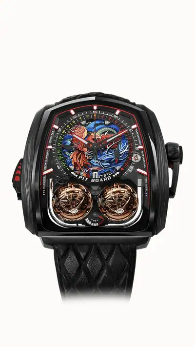 Jacob & Co. Twin Turbo Furious — Black DLC Titanium - Dragon and Phoenix TT200.21.NS.UC.A