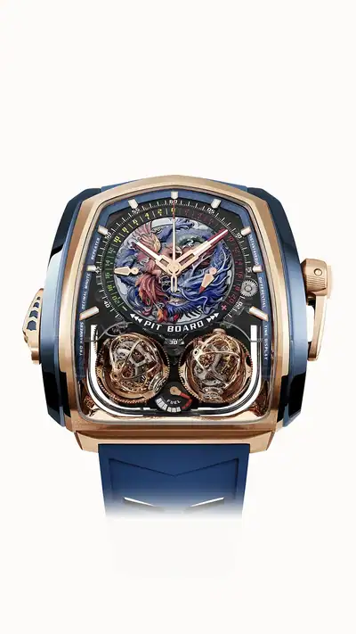 Jacob & Co. Twin Turbo Furious — Rose Gold and Blue Titanium - Dragon and Phoenix TT200.40.BC.UB.A