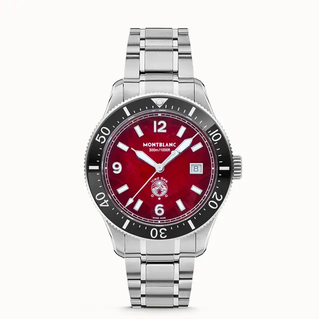 Montblanc Iced Sea Automatic Date, Steel - Ceramic - Burgundy MB132291