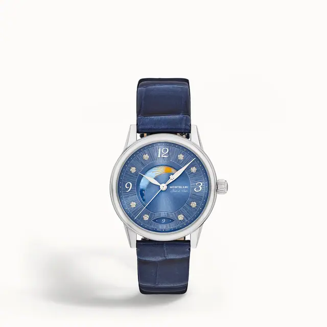 Montblanc Bohème Day & Night 34 mm, Steel - Blue MB133310