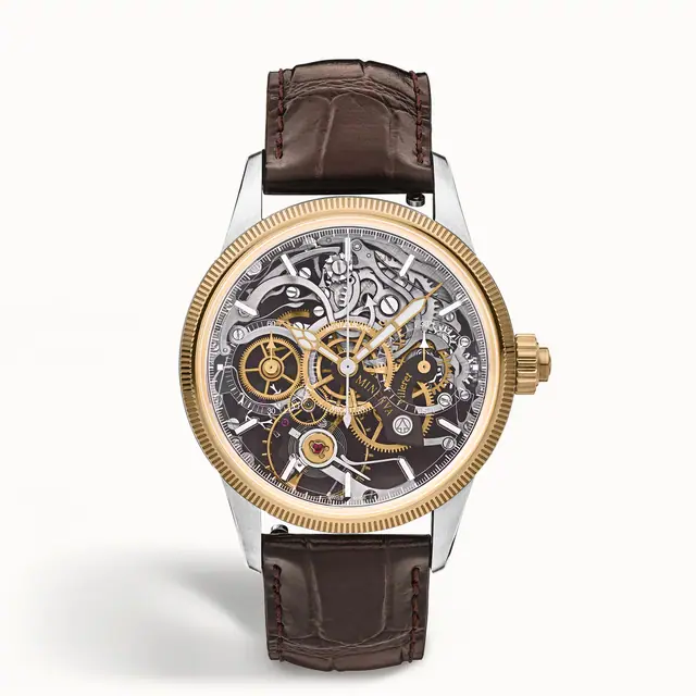 Montblanc 1858 The Unveiled Minerva Chronograph Limited Edition - 100 pieces, 100 pieces - Steel, yellow gold MB134281
