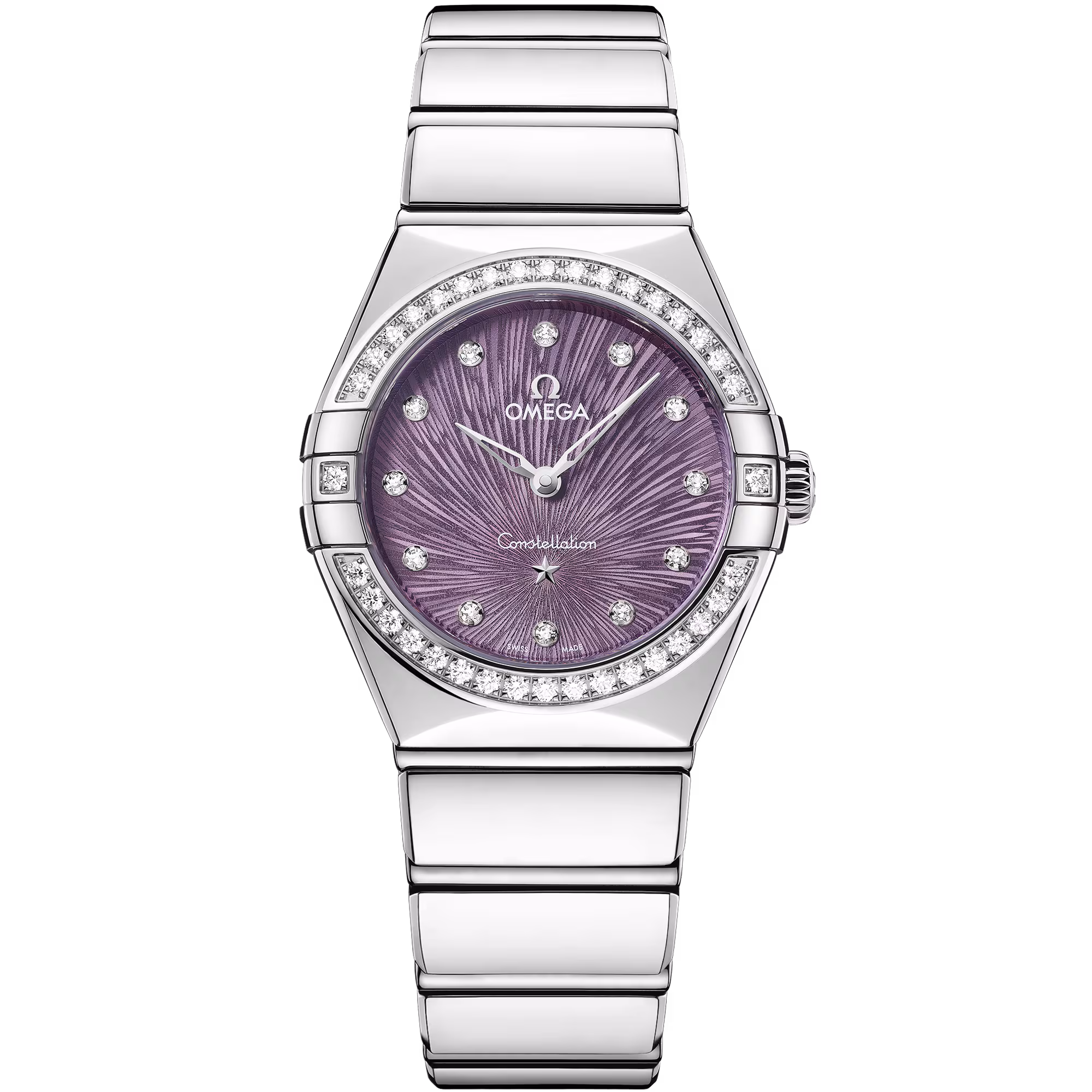 Omega Constellation 28 mm, steel on steel, Purple dial 131.15.28.60.60.001