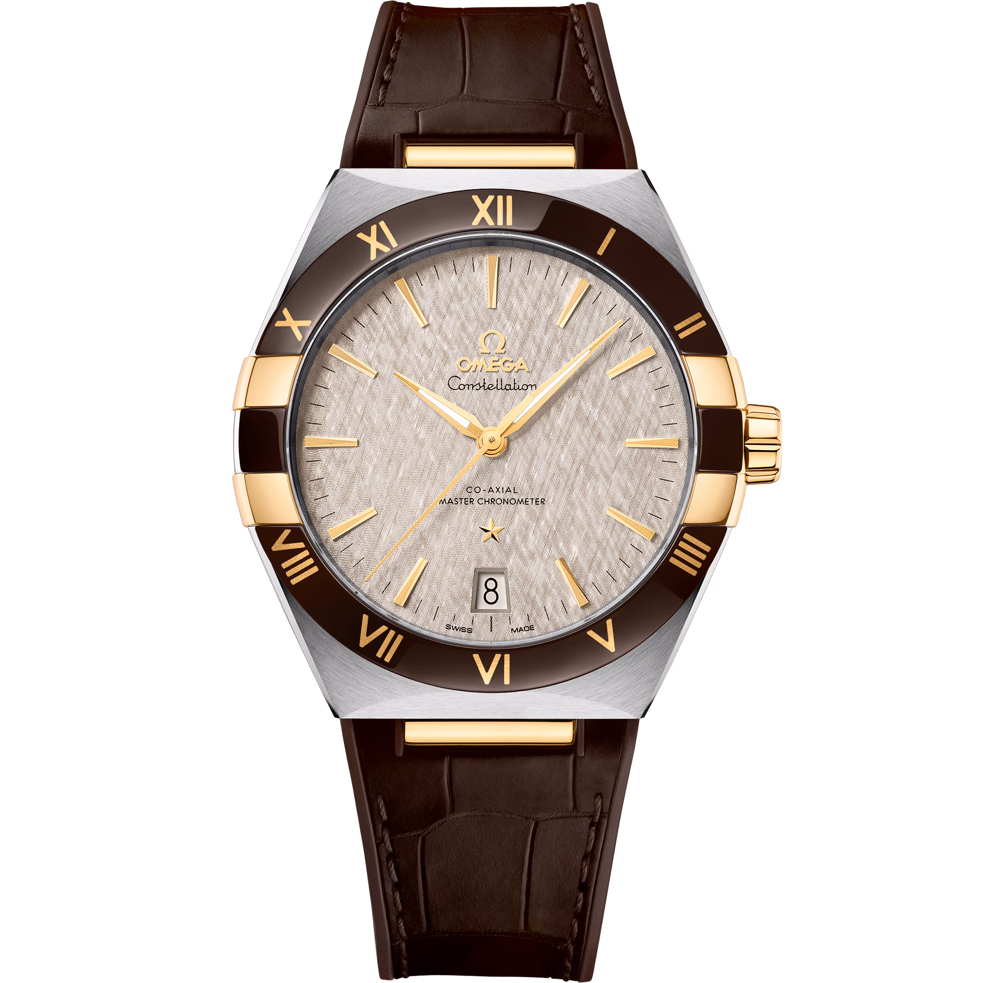 Omega Constellation 41 mm, steel ‑ yellow gold on leather strap 131.23.41.21.06.002
