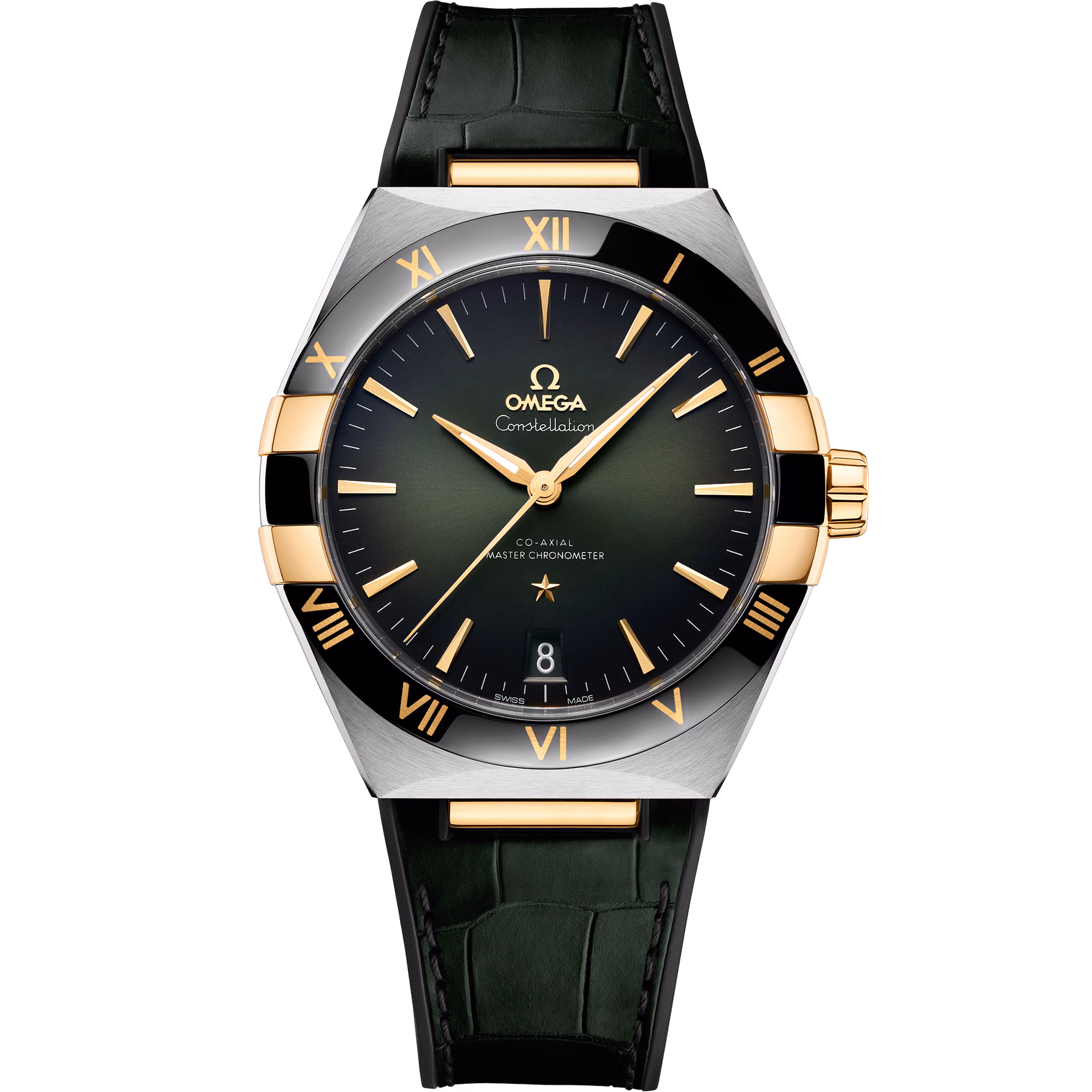 Omega Constellation 41 mm, steel - yellow gold on leather strap 131.23.41.21.10.001