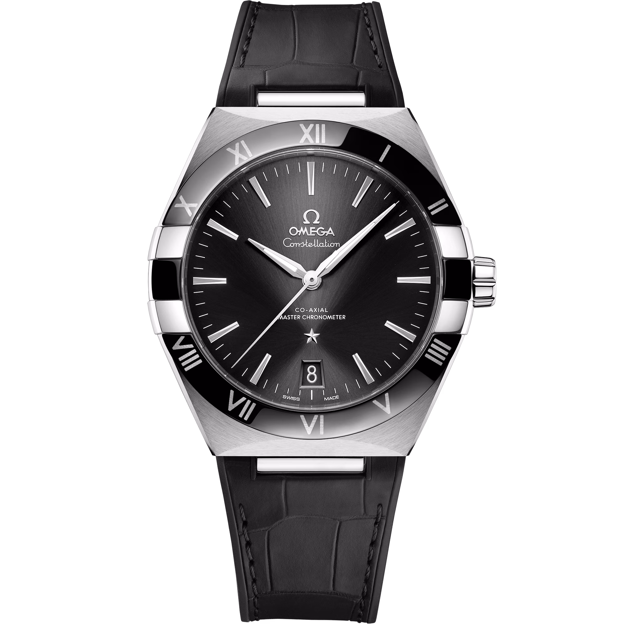 Omega Constellation 41 mm, steel on leather strap, 131.33.41.21.01.001