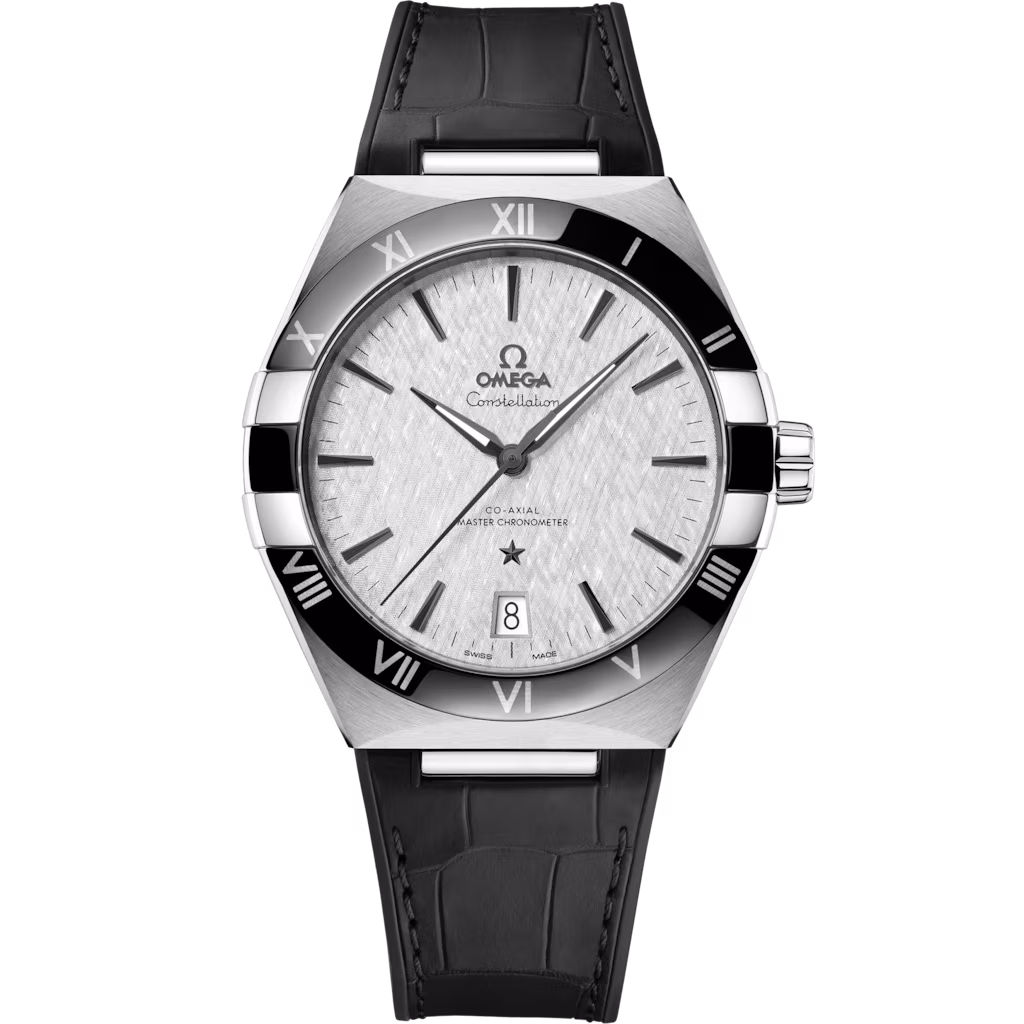 Omega Constellation 41 mm, steel on leather strap, Grey dial 131.33.41.21.06.001