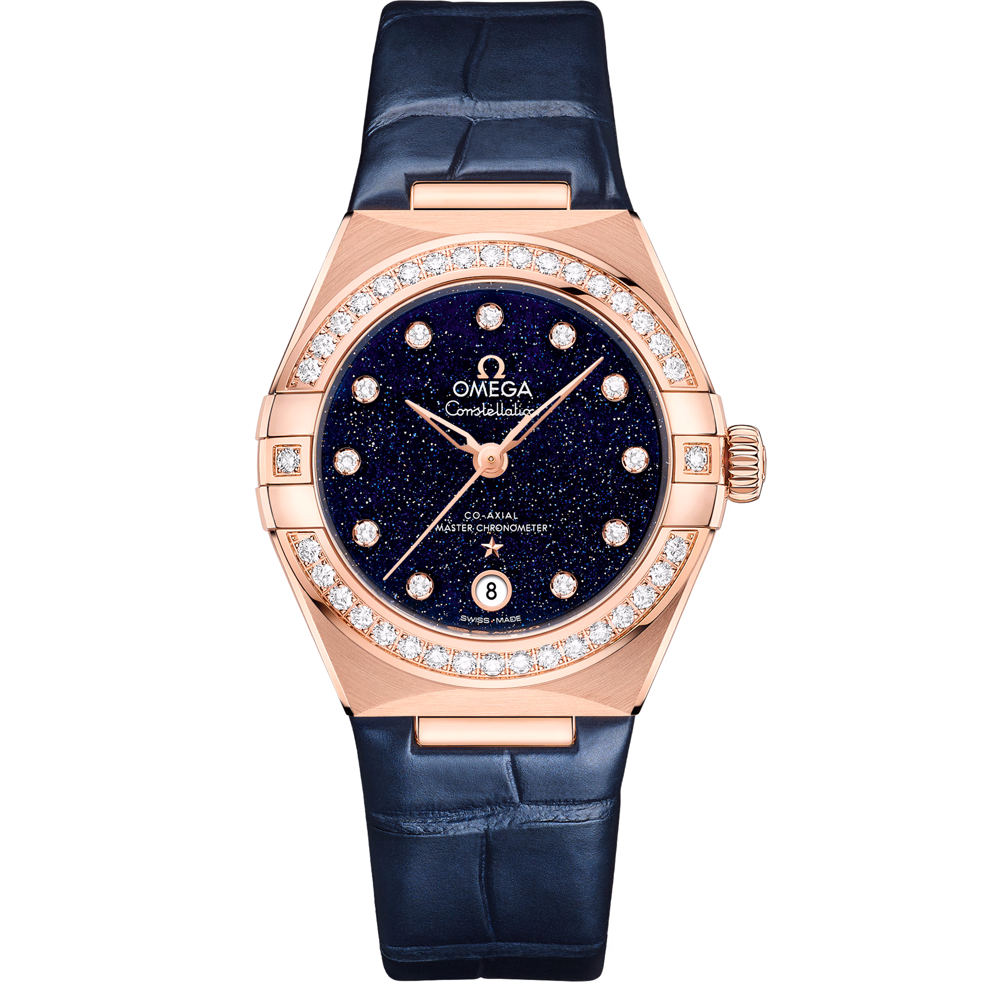 Omega Constellation 29 mm, Sedna™ gold on leather strap, Blue dial 131.58.29.20.53.003