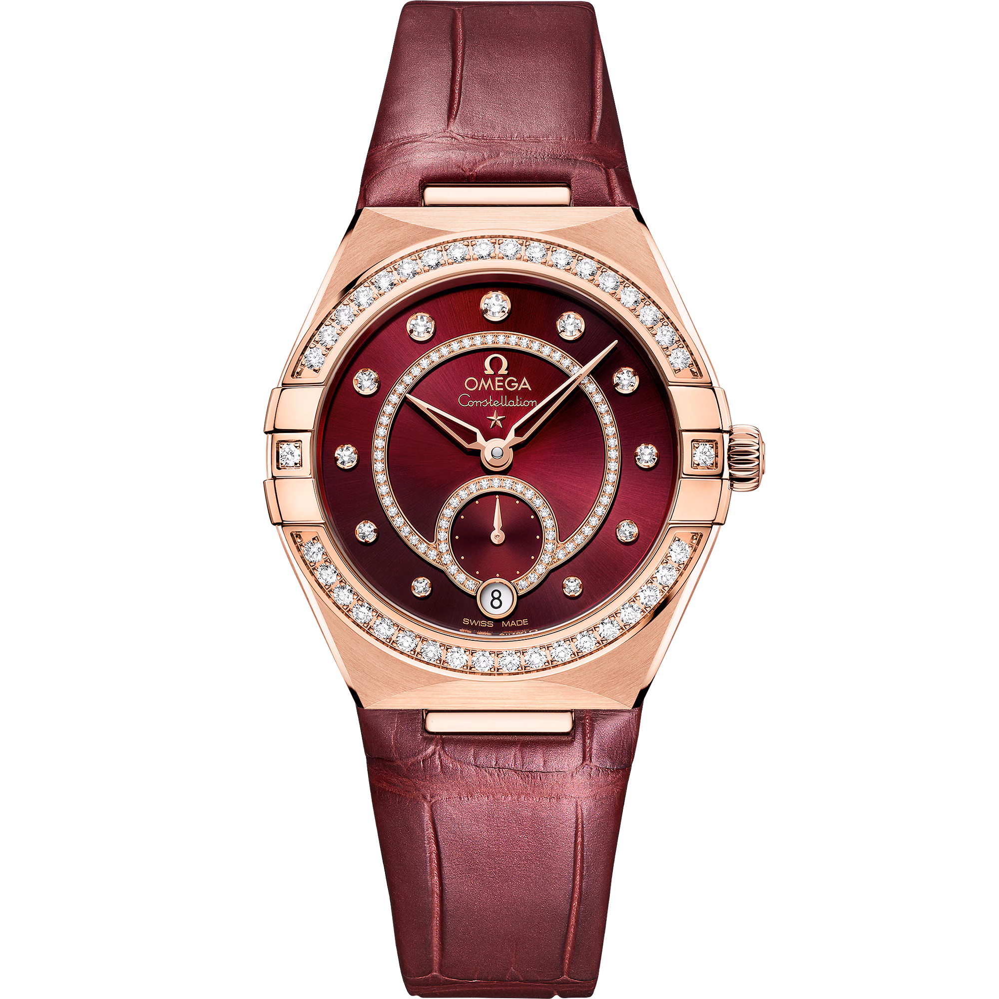 Omega Constellation 34 mm, Sedna™ gold on leather strap 131.58.34.20.61.001