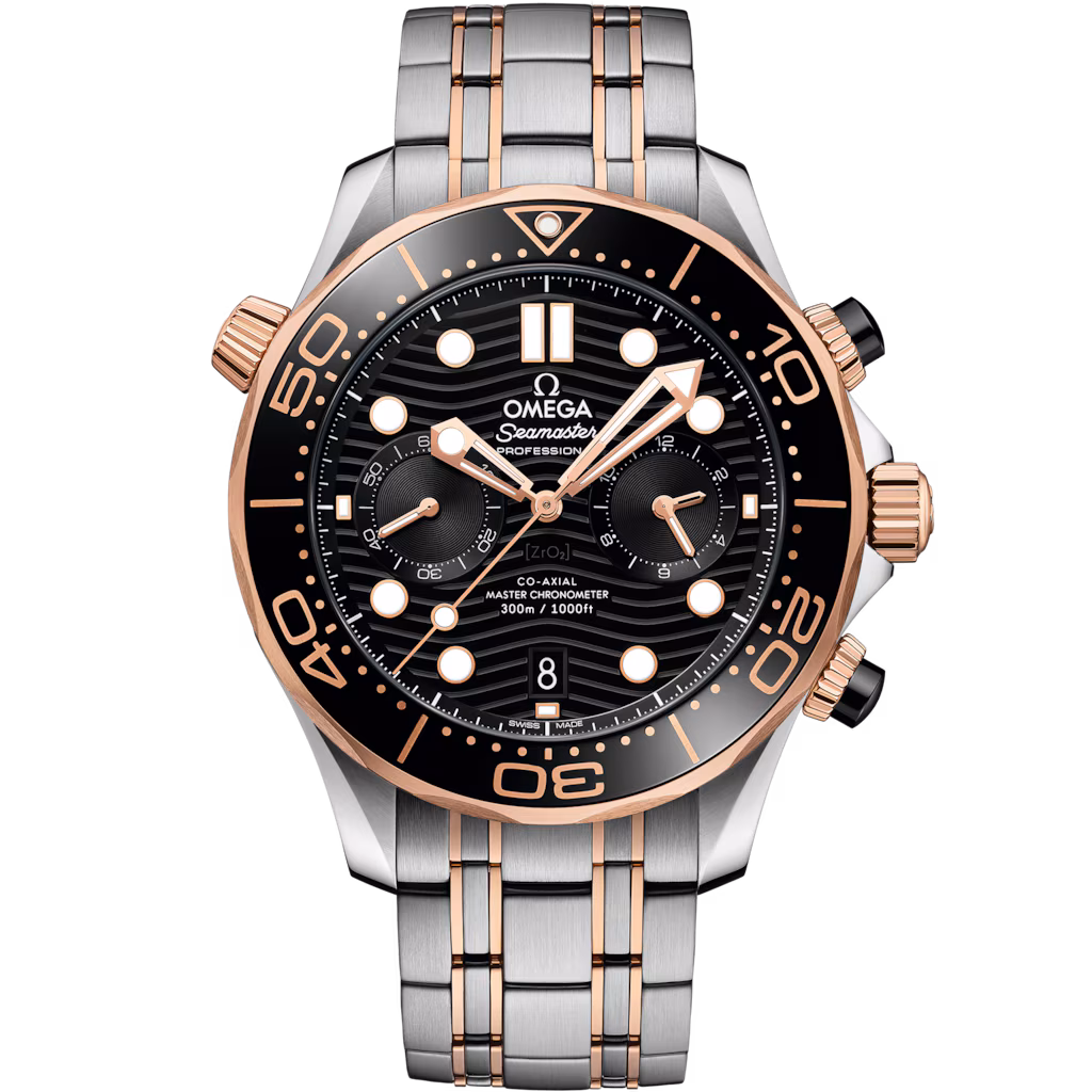 Omega Seamaster Diver 300M 44 mm, steel ‑ Sedna™ gold on steel ‑ Sedna™ gold 210.20.44.51.01.001
