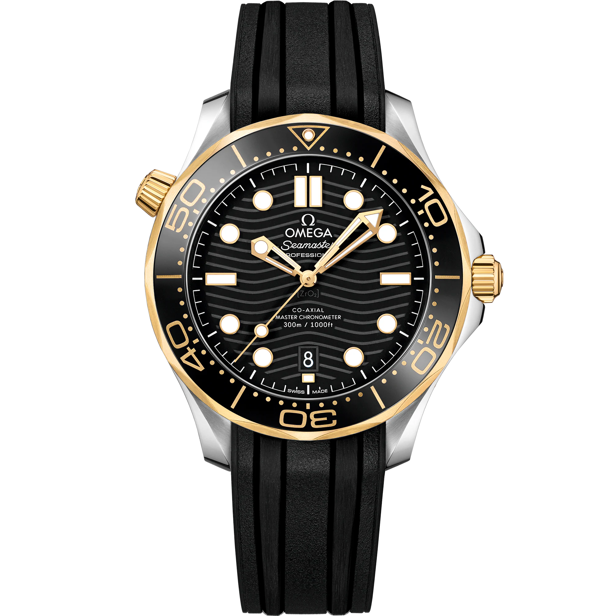 Omega Seamaster Diver 300M 42 mm, steel ‑ yellow gold on rubber strap, Diver 300M 210.22.42.20.01.001