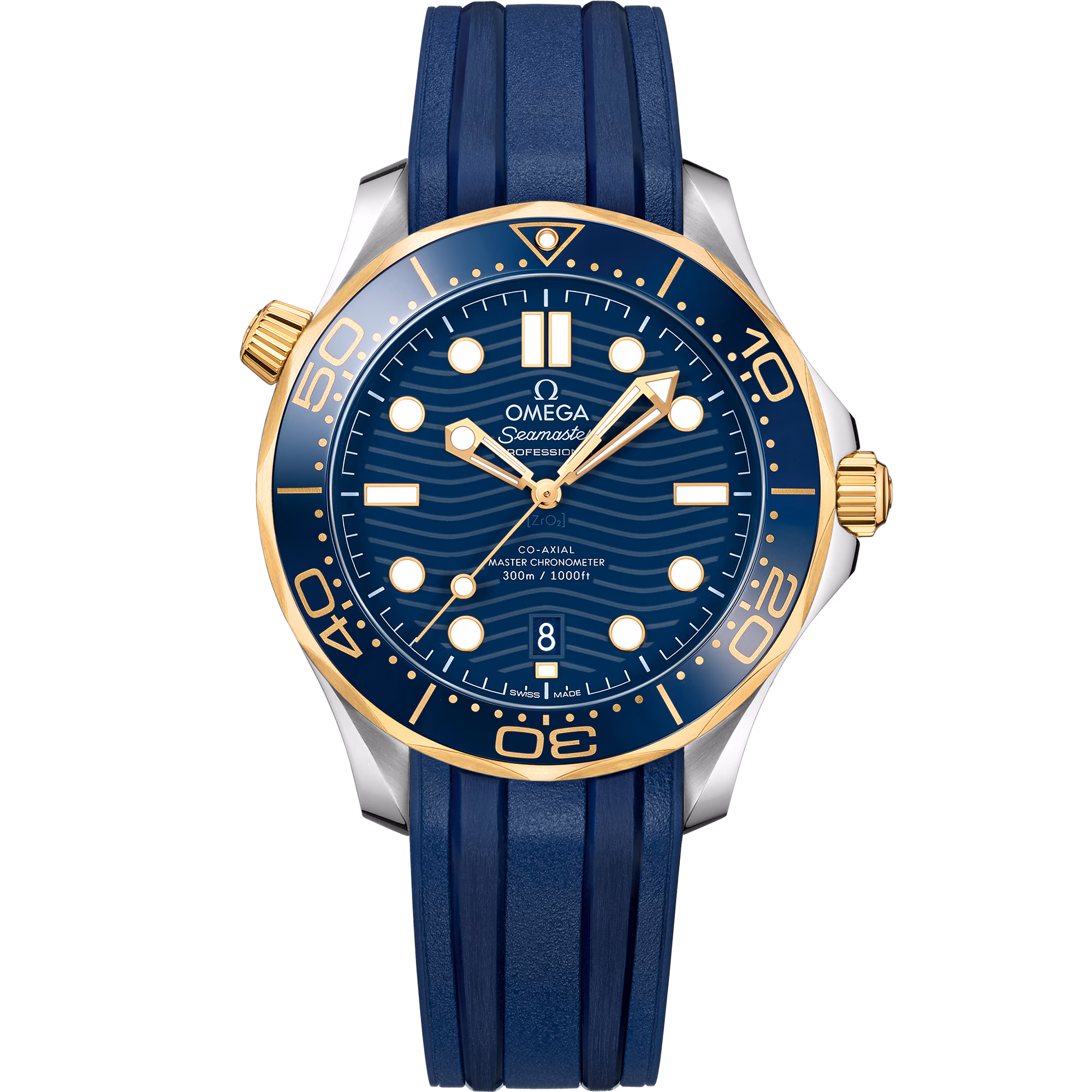 Omega Seamaster Diver 300M 42 mm, steel ‑ yellow gold on rubber strap, Diver 300M 210.22.42.20.03.001