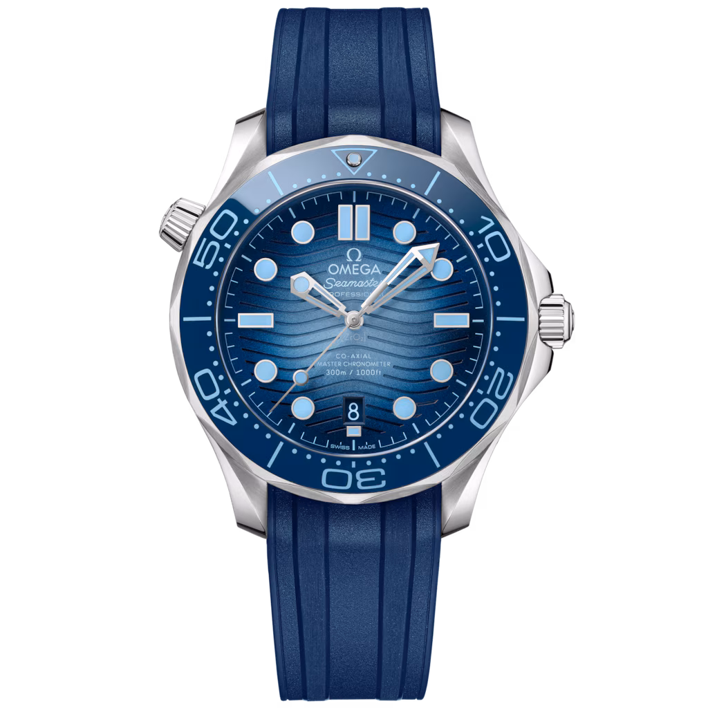 Omega Summer Blue Seamaster Diver 300M 42 mm, steel on rubber strap 210.32.42.20.03.002