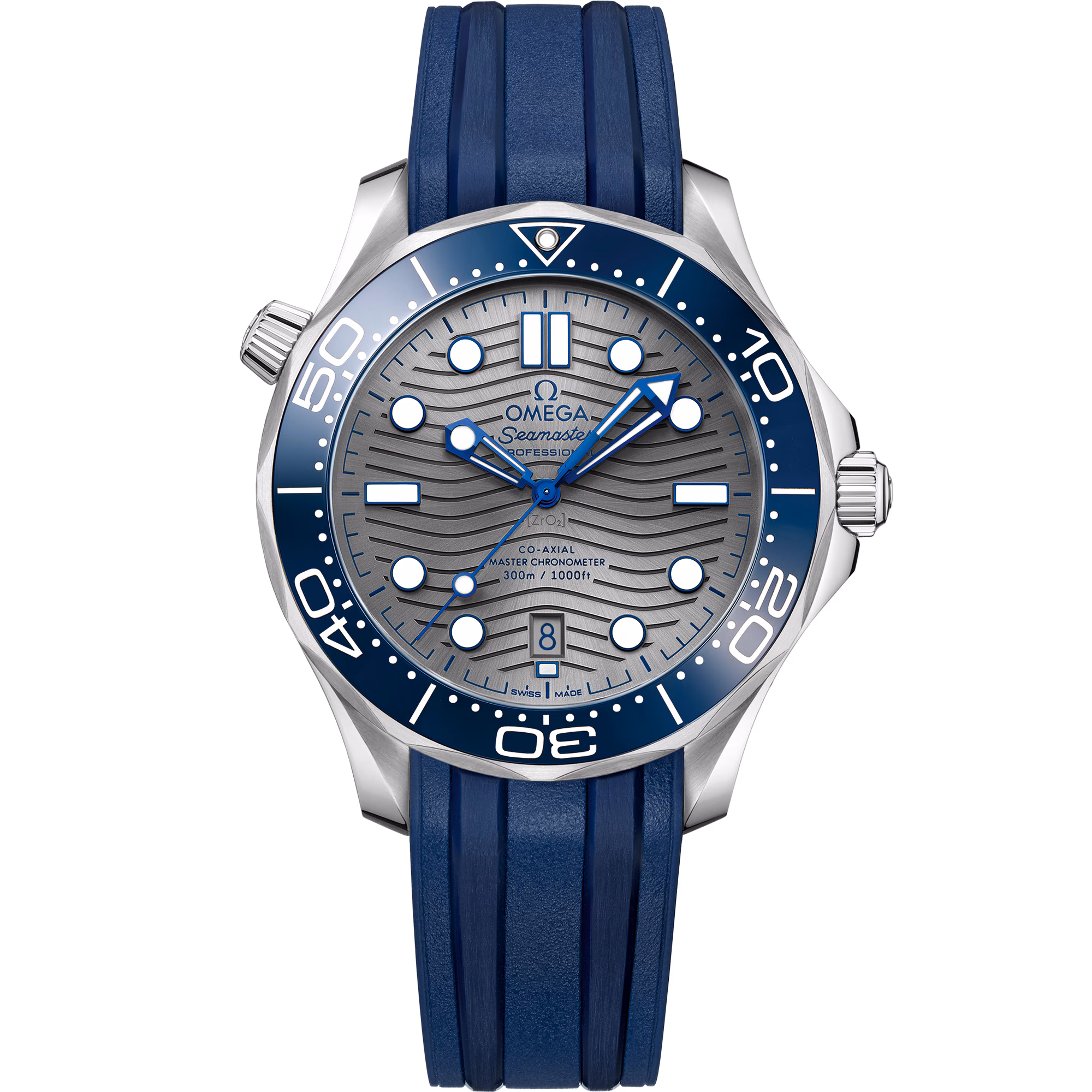 Omega Seamaster Diver 300M 42 mm, steel on rubber strap, Diver 300M 210.32.42.20.06.001