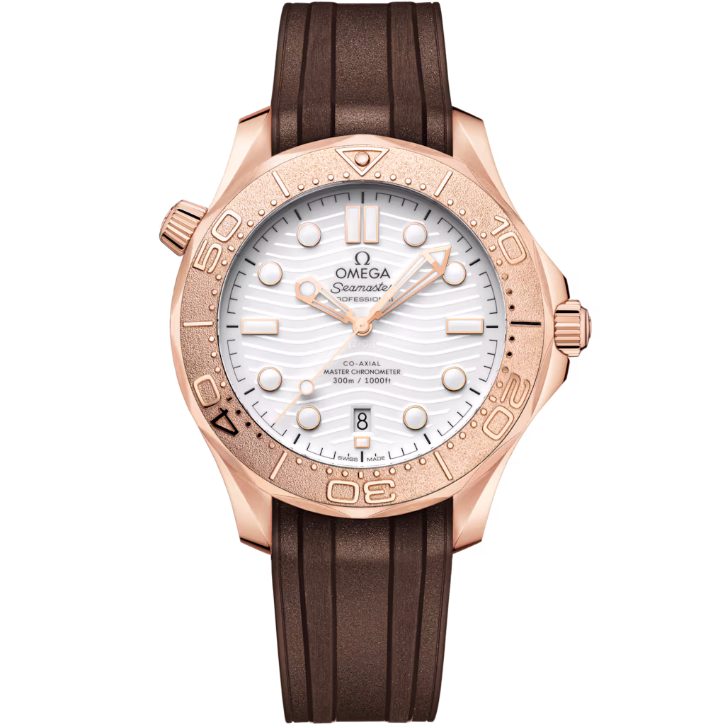 Omega Seamaster Diver 300M 42 mm, Sedna™ gold on rubber strap, Diver 300M 210.52.42.20.04.001