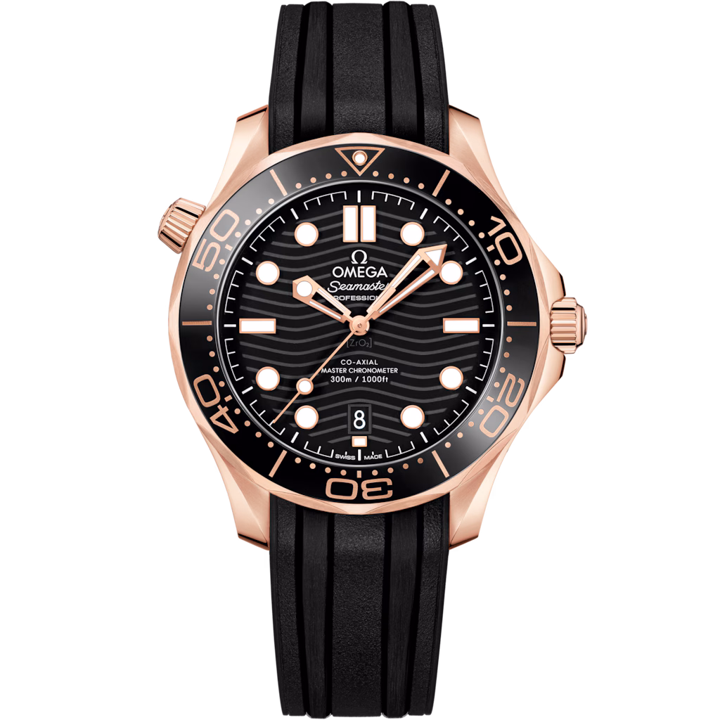 Omega Seamaster Diver 300M 42 mm, Sedna™ gold on rubber strap, Diver 300M 210.62.42.20.01.002