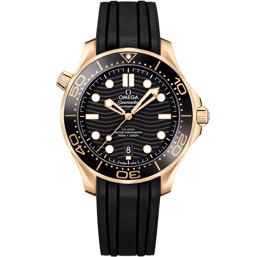 Omega Seamaster Diver 300M 42 mm, Moonshine™ gold on rubber strap, Diver 300M 210.62.42.20.01.003