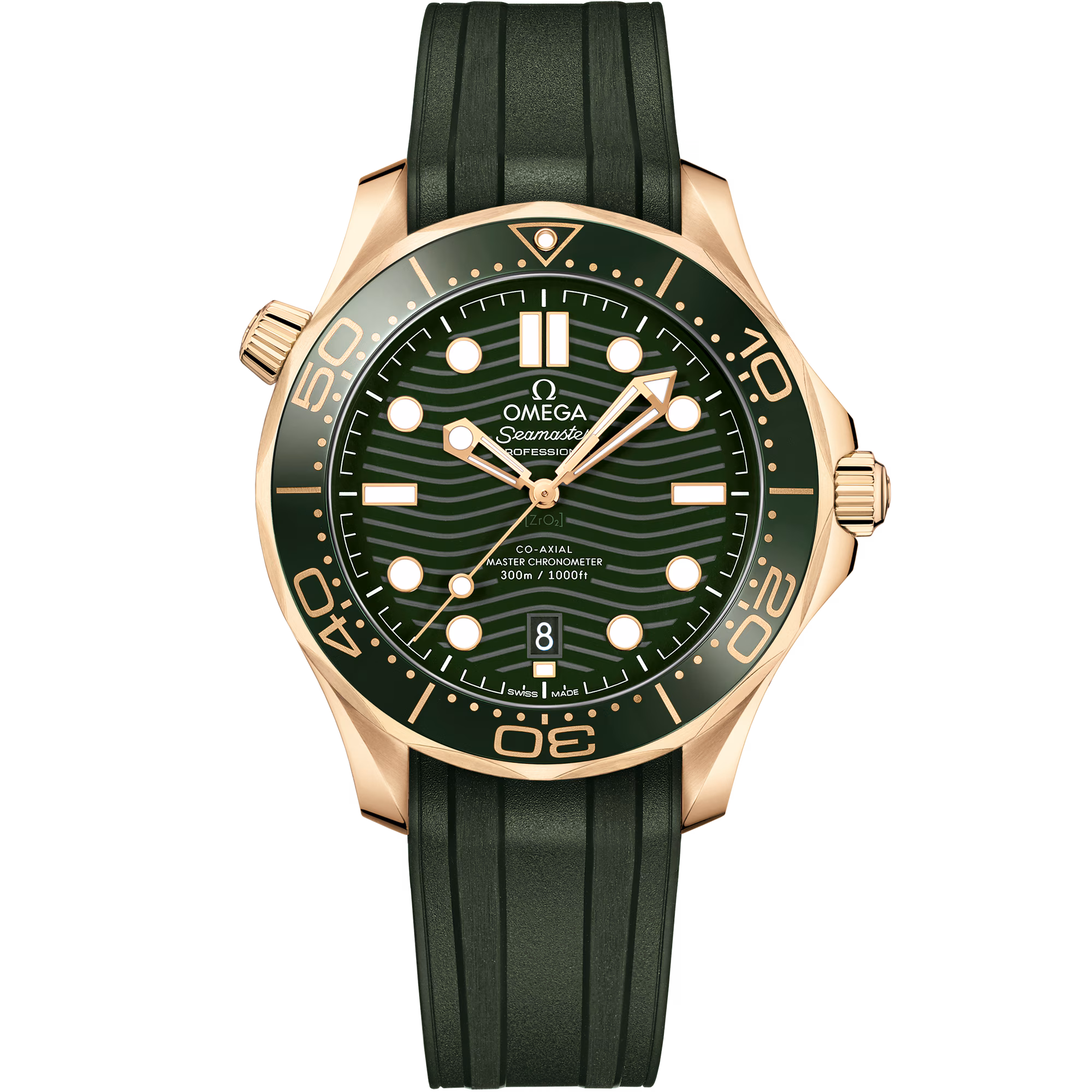 Omega Seamaster Diver 300M 42 mm, Moonshine™ gold on rubber strap, Diver 300M 210.62.42.20.10.001