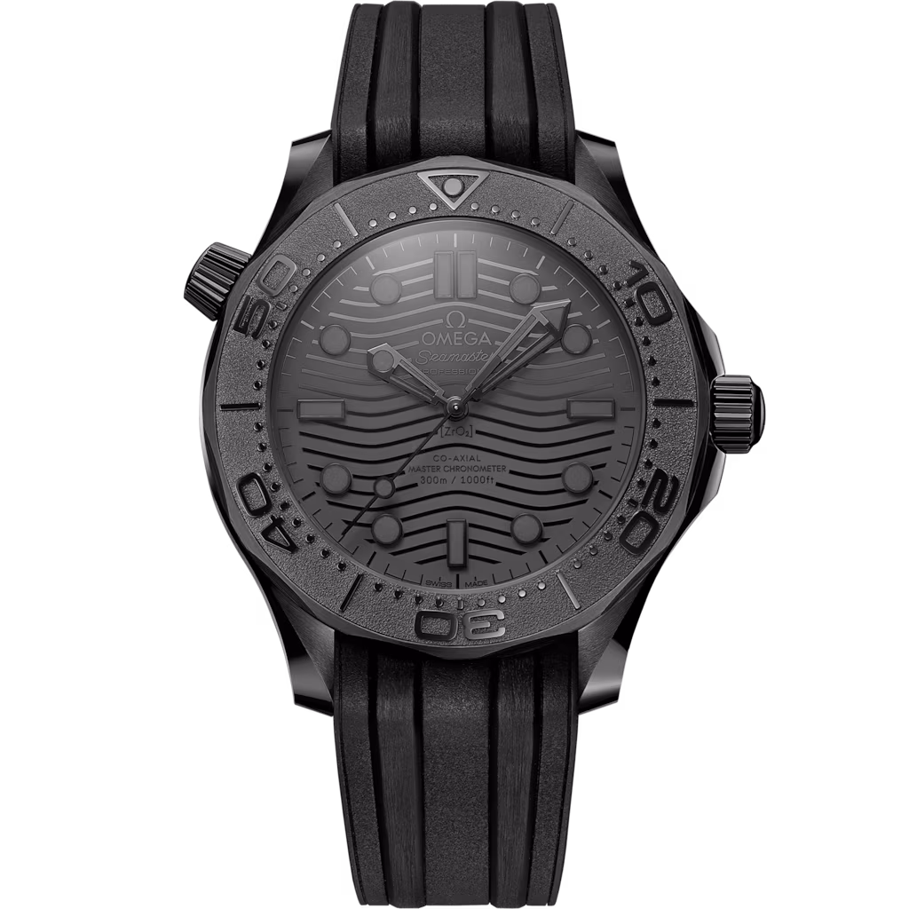 Omega Seamaster Diver 300M 43.5 mm, black ceramic on rubber strap, Diver 300M 210.92.44.20.01.003
