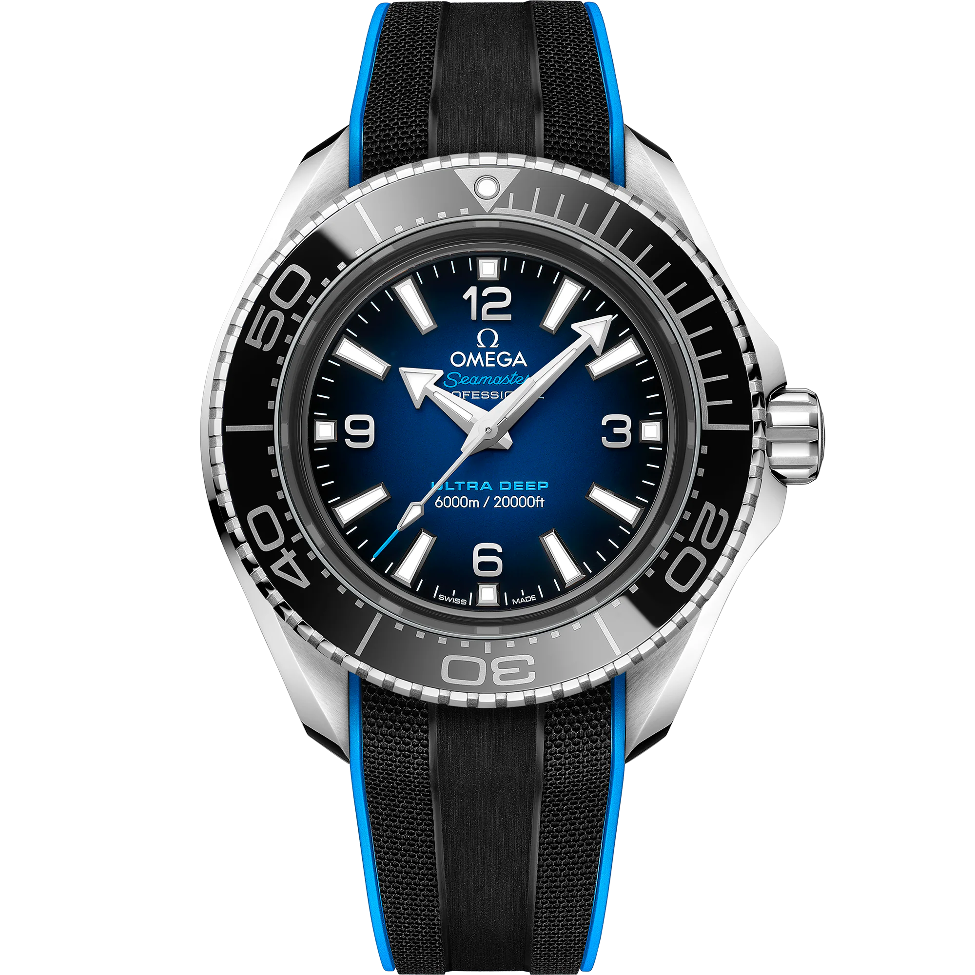 Omega Seamaster Ultra Deep 45.5 mm, O-MEGASTEEL on rubber strap 215.32.46.21.03.001