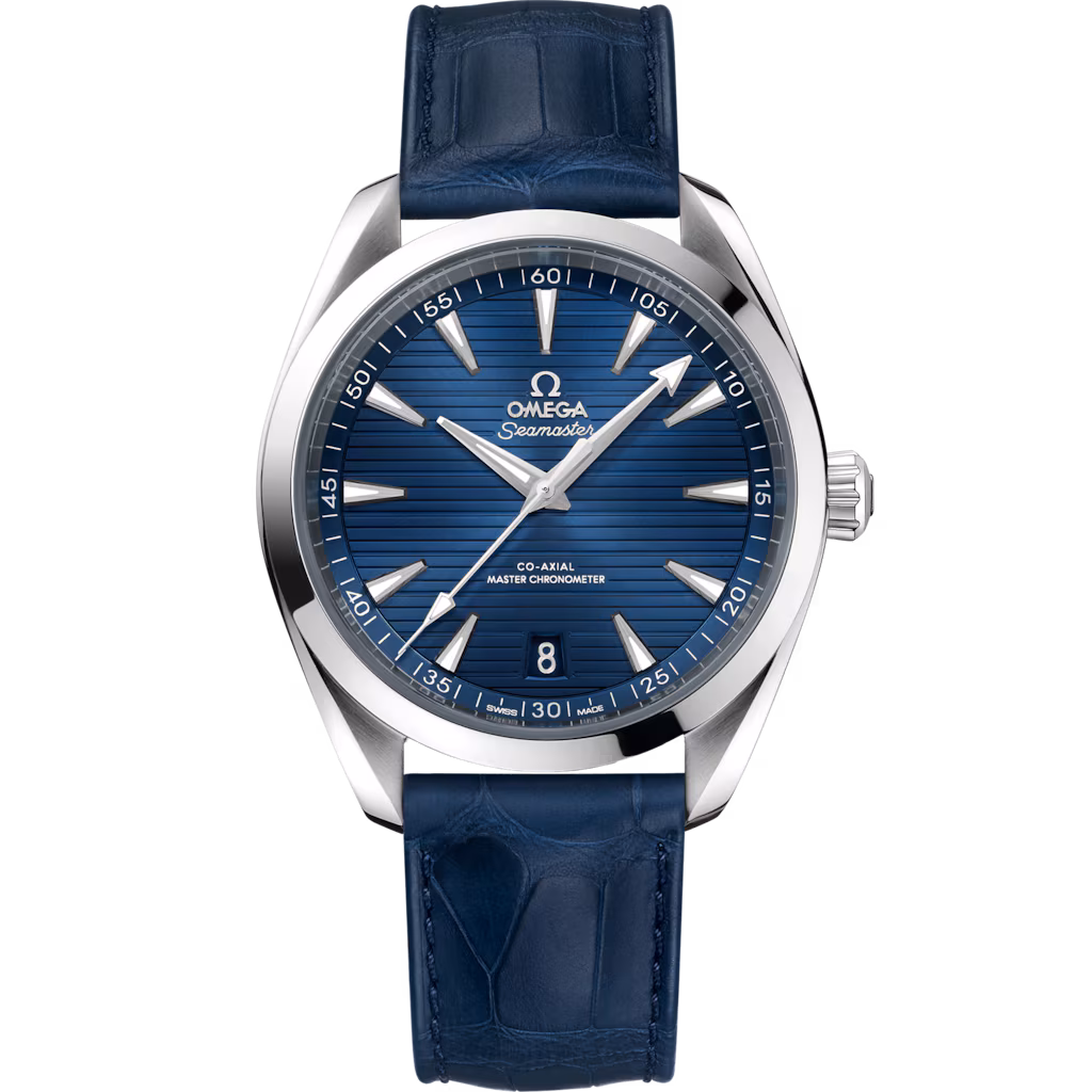 Omega Seamaster Aqua Terra 150M 41 mm, steel on leather strap, Aqua Terra 150M 220.13.41.21.03.003