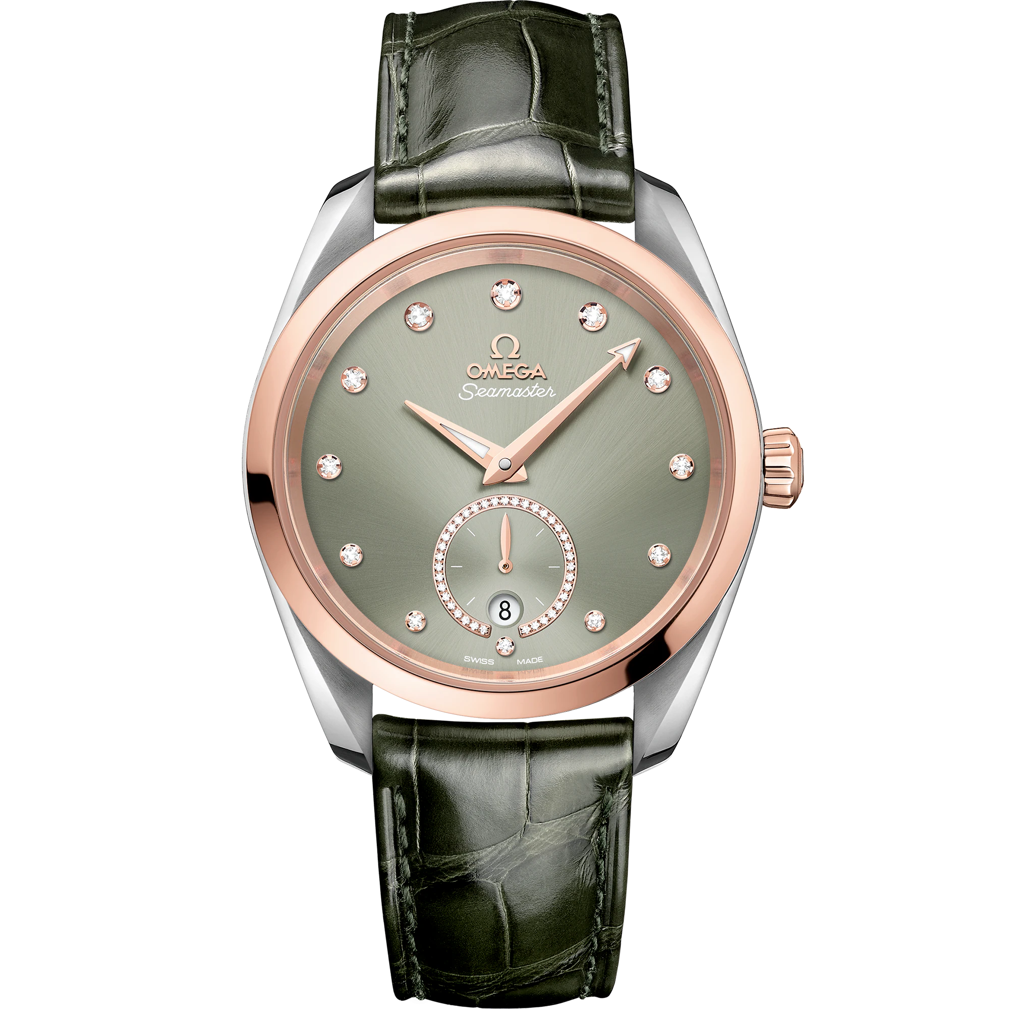 Omega Seamaster Aqua Terra 150M 38 mm, steel ‑ Sedna™ gold on leather strap 220.23.38.20.60.001