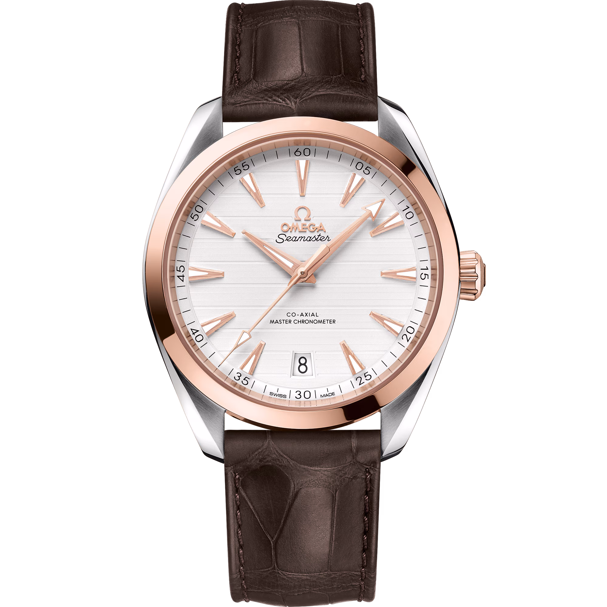 Omega Seamaster Aqua Terra 150M 41 mm, steel ‑ Sedna™ gold on leather strap 220.23.41.21.02.001