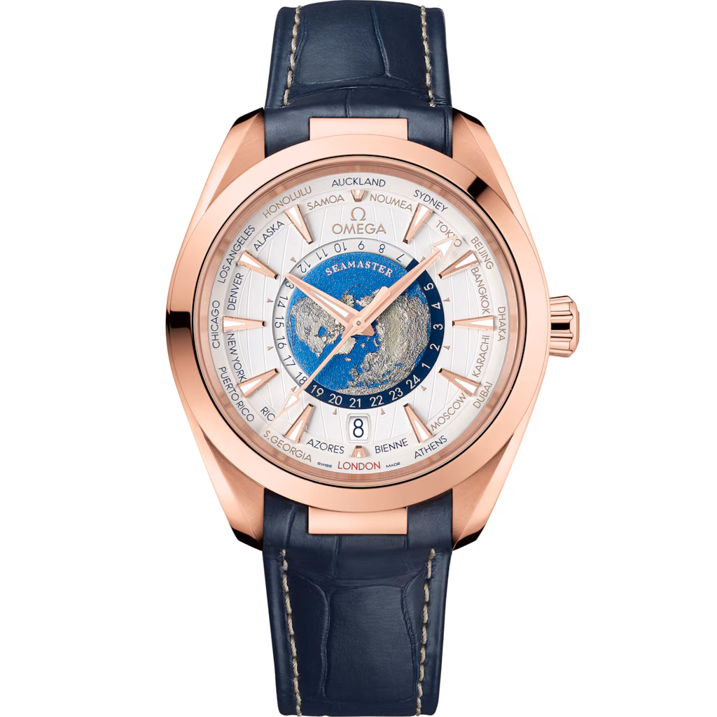 Omega Seamaster Aqua Terra 150M 43 mm, Sedna gold on leather strap 220.53.43.22.02.001