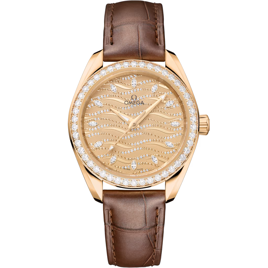 Omega Seamaster Aqua Terra 150M 34 mm, Moonshine™ gold on alligator 220.58.34.20.99.008