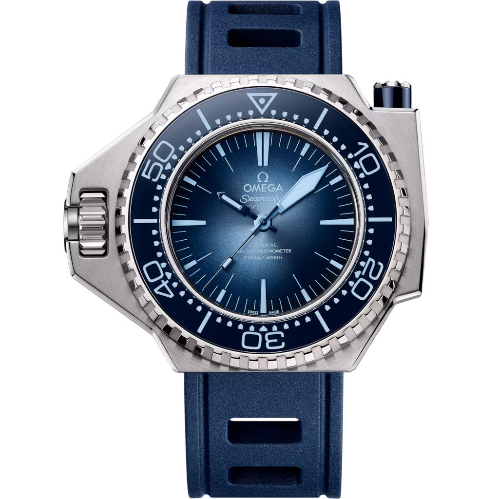 Omega Summer Blue Seamaster Ploprof 1200M 55 x 45 mm, O-MEGASTEEL on rubber strap 227.32.55.21.03.001