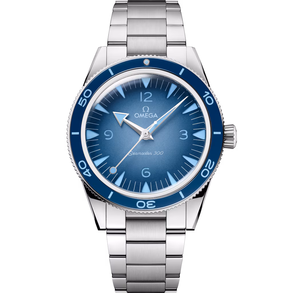 Omega Seamaster 300 41 mm, steel on steel - Summer Blue 234.30.41.21.03.002