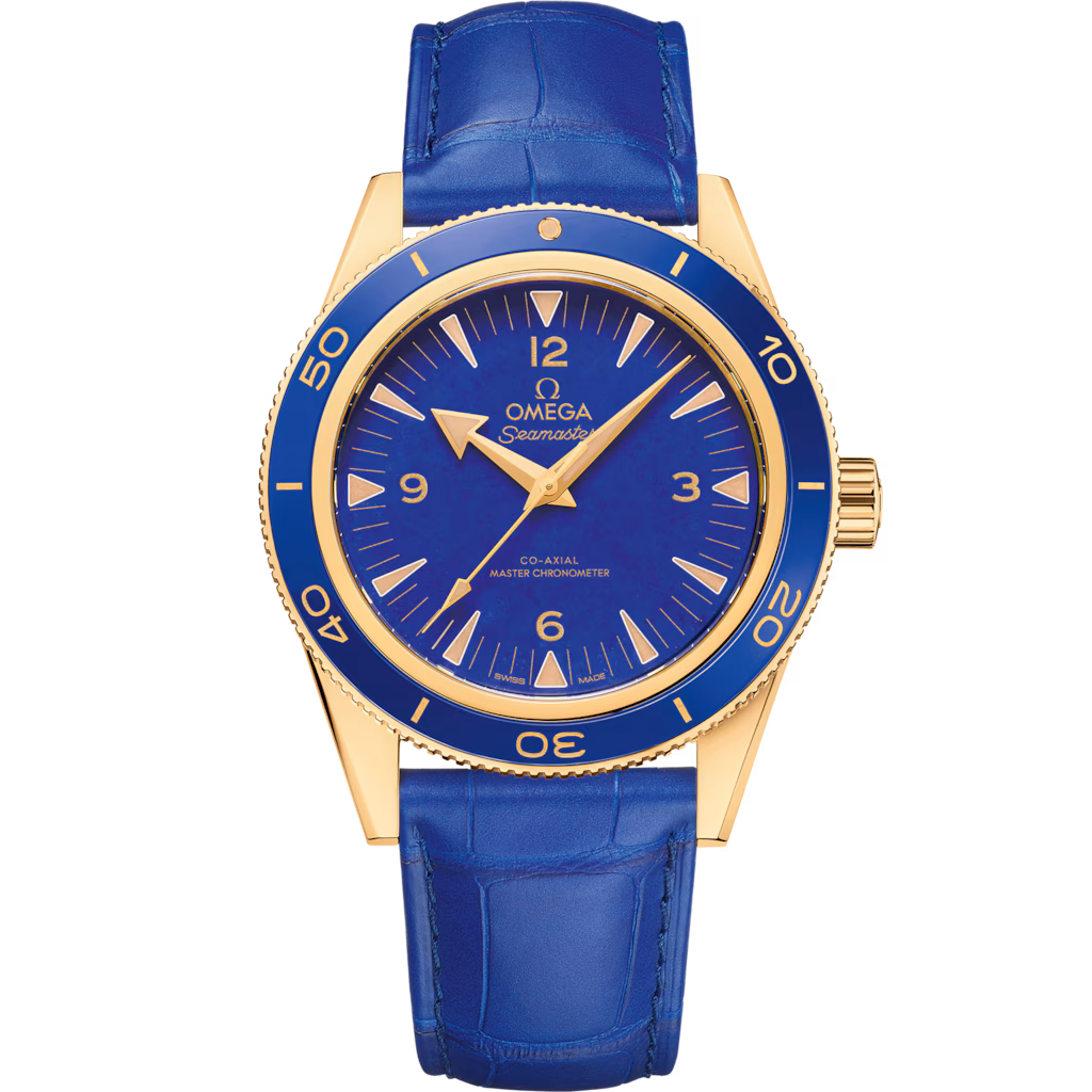 Omega Seamaster 300 41 mm, yellow gold on leather strap, Seamaster 300 234.63.41.21.99.002