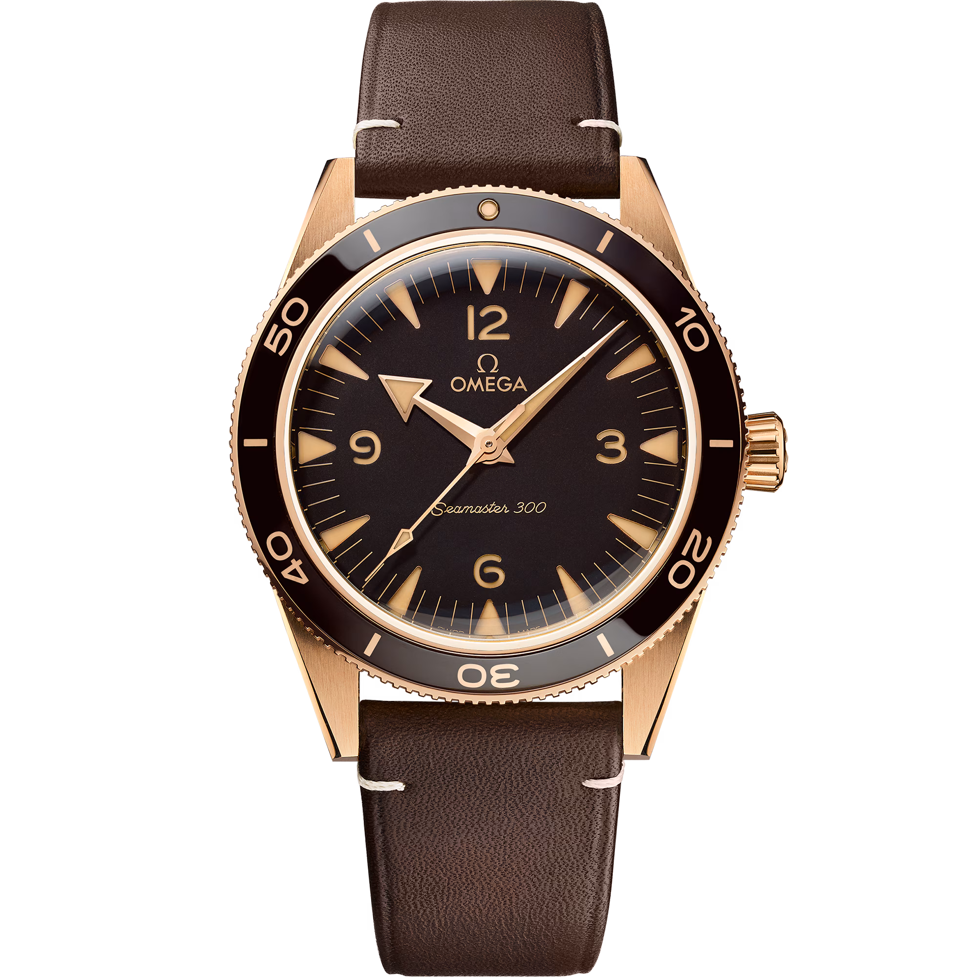 Omega Seamaster 300 41 mm, Bronze gold on leather strap 234.92.41.21.10.001
