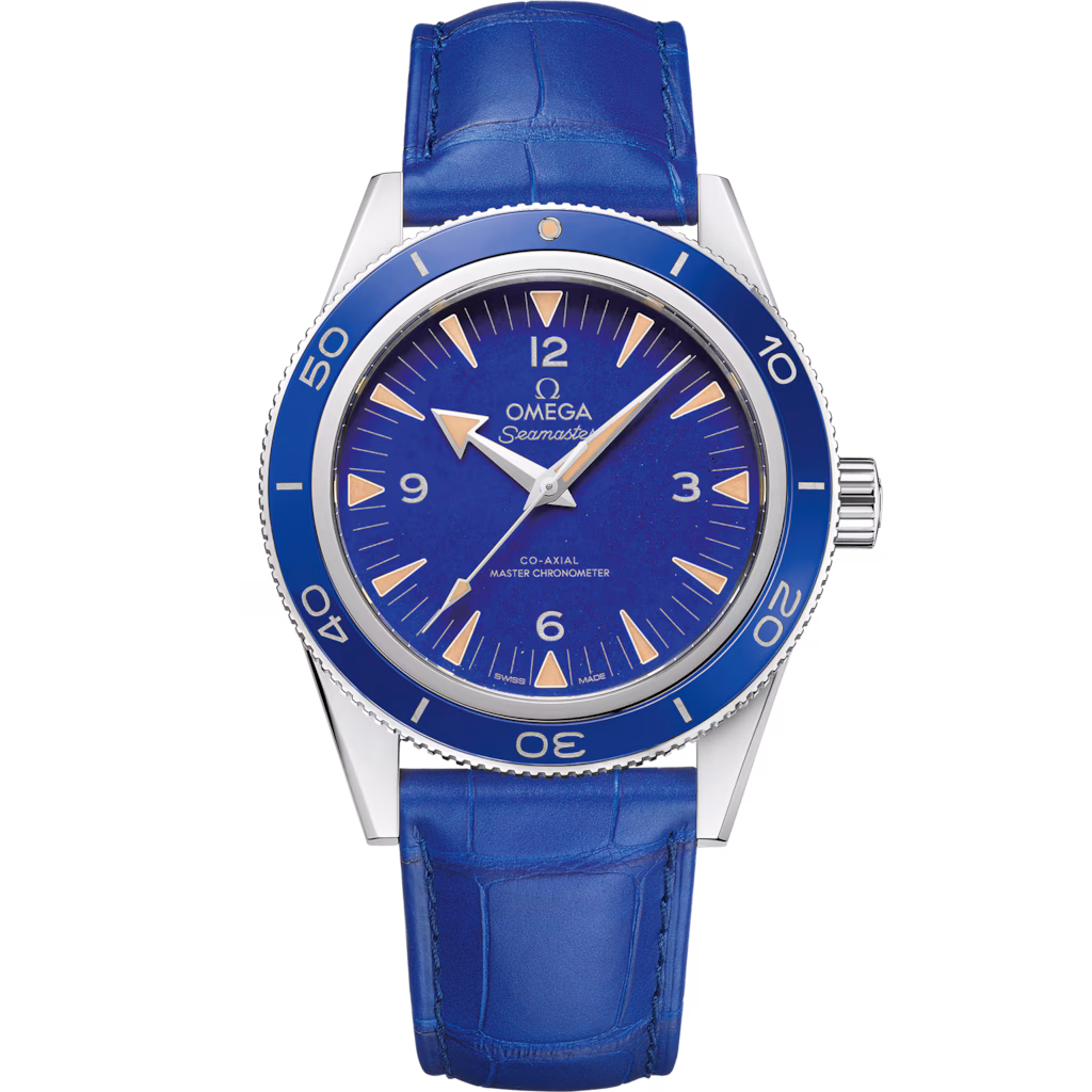 Omega Seamaster 300 41 mm, platinum on leather strap 234.93.41.21.99.002
