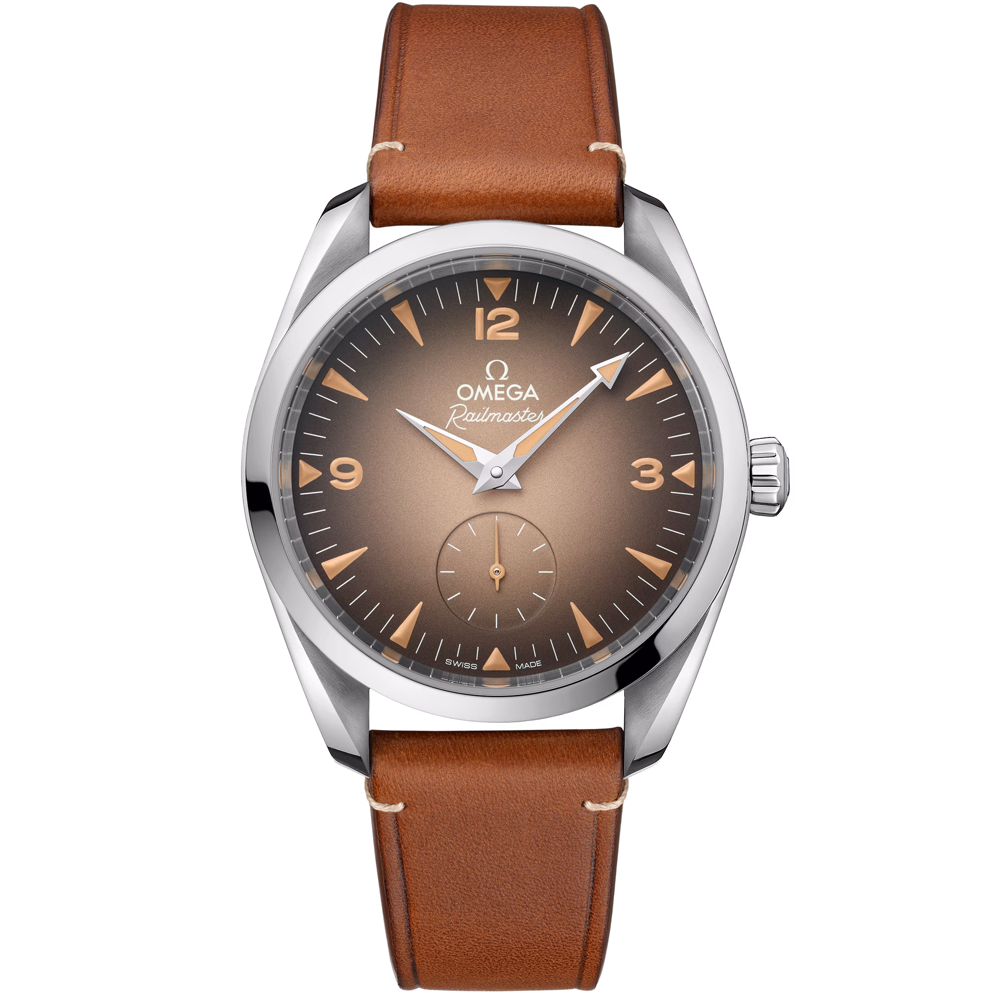 Omega Seamaster Railmaster 38 mm, steel on leather strap, Railmaster 235.12.38.20.13.001