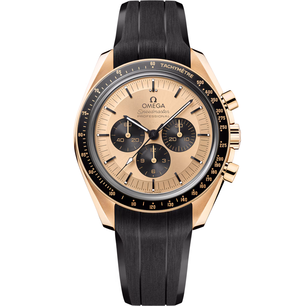 Omega Speedmaster Moonwatch Professional 42 mm, Moonshine™ gold on rubber strap 310.62.42.50.99.001
