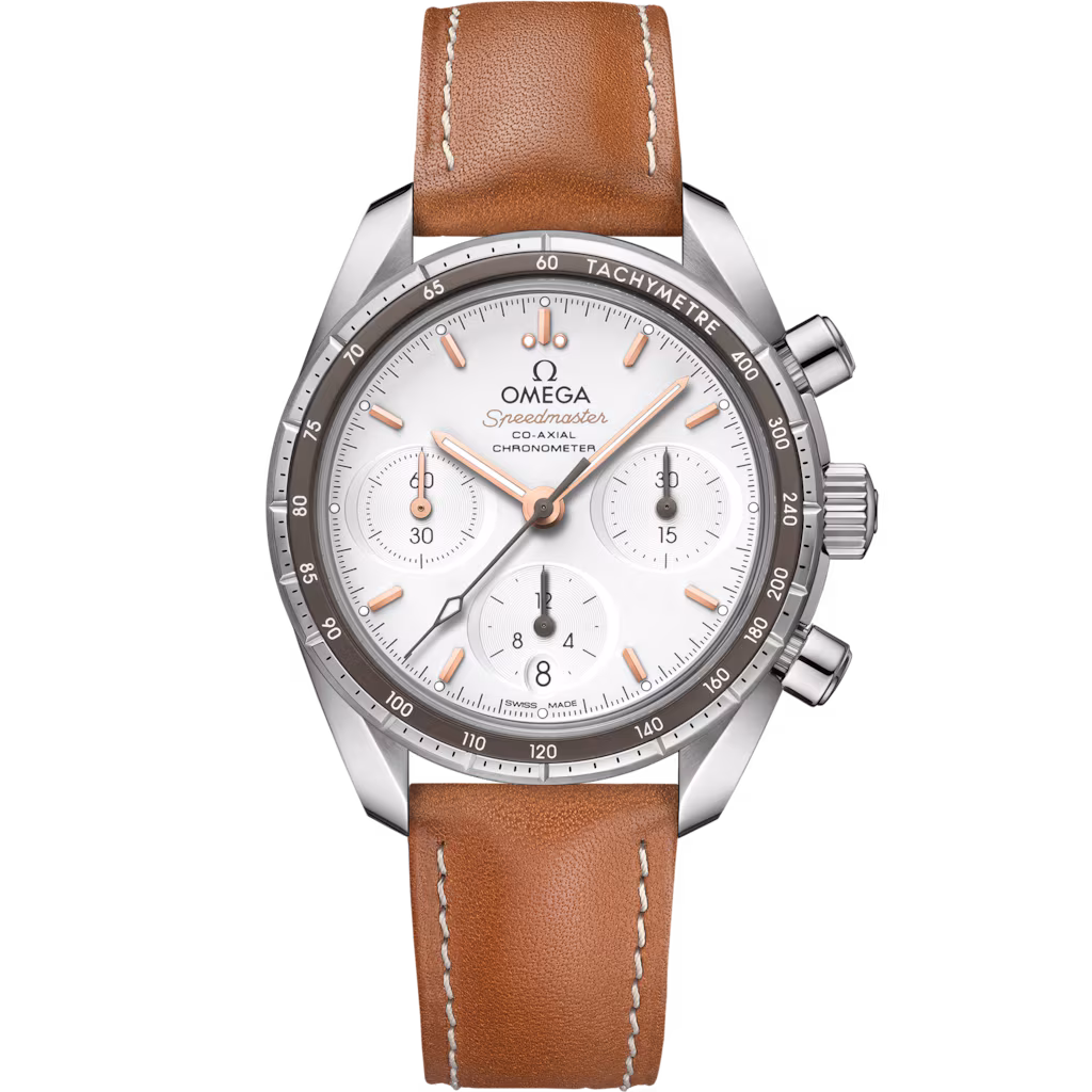 Omega Speedmaster 38 38 mm, steel on leather strap, Speedmaster 38 324.32.38.50.02.001