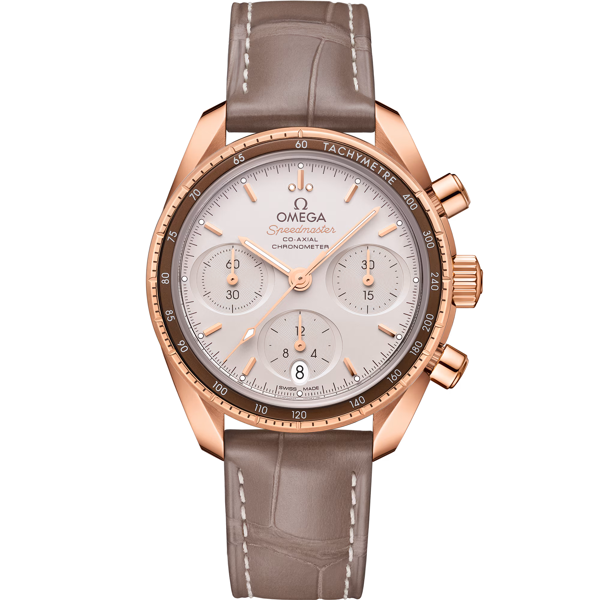Omega Speedmaster 38 38 mm, Sedna™ gold on leather strap, Speedmaster 38 324.63.38.50.02.003