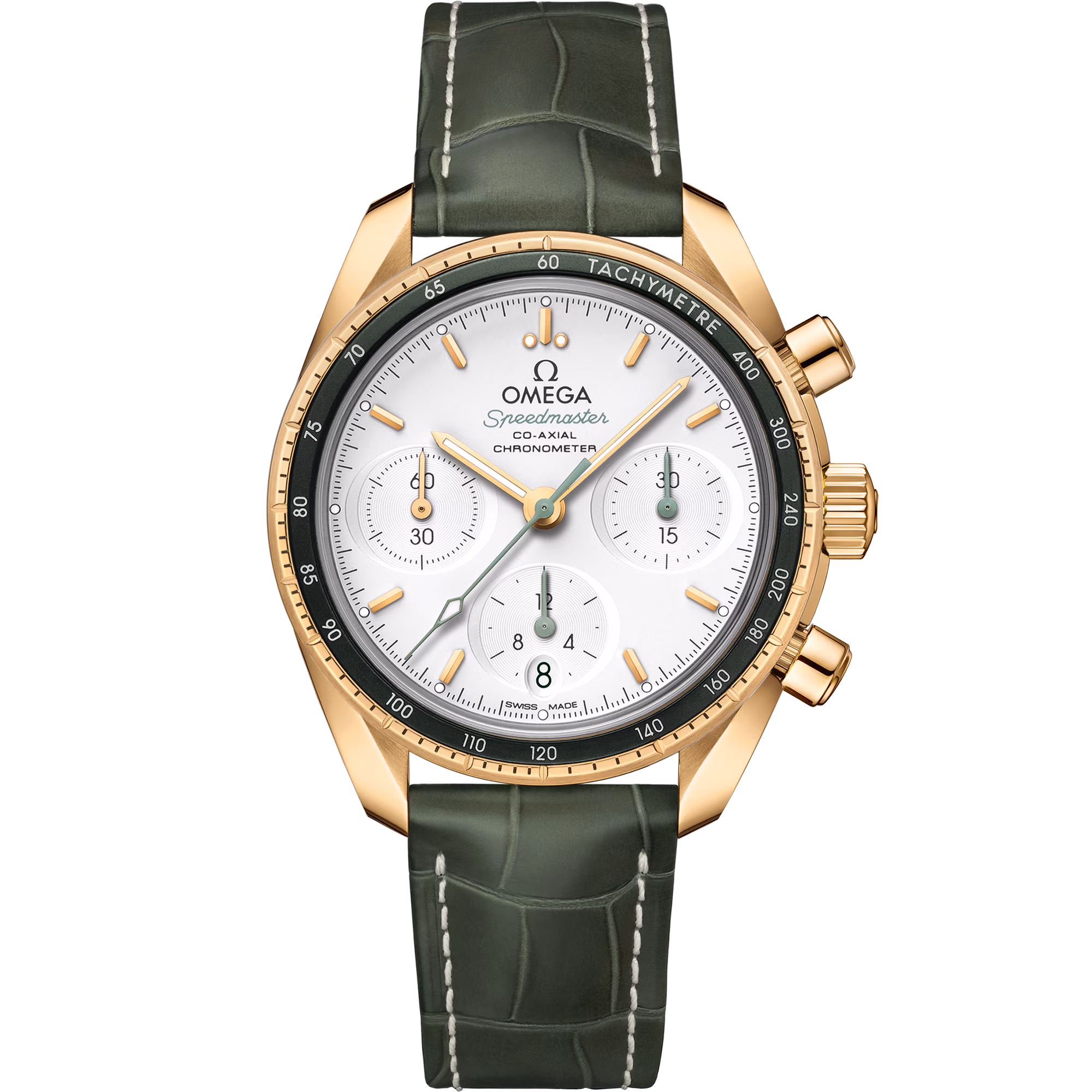 Omega Speedmaster 38 38 mm, yellow gold on leather strap, Speedmaster 38 324.63.38.50.02.004