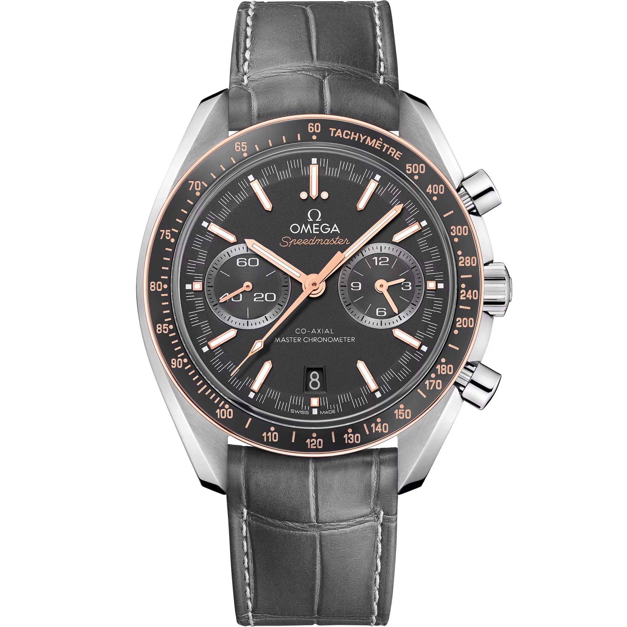 Omega Speedmaster Racing 44.25 mm, steel on leather strap, Grey dial 329.23.44.51.06.001