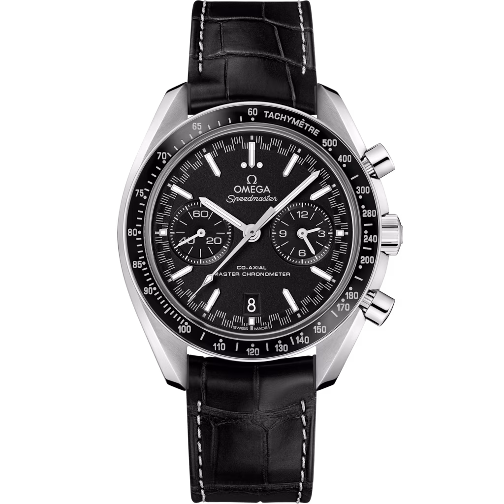 Omega Speedmaster Racing 44.25 mm, steel on leather strap, Black dial 329.33.44.51.01.001