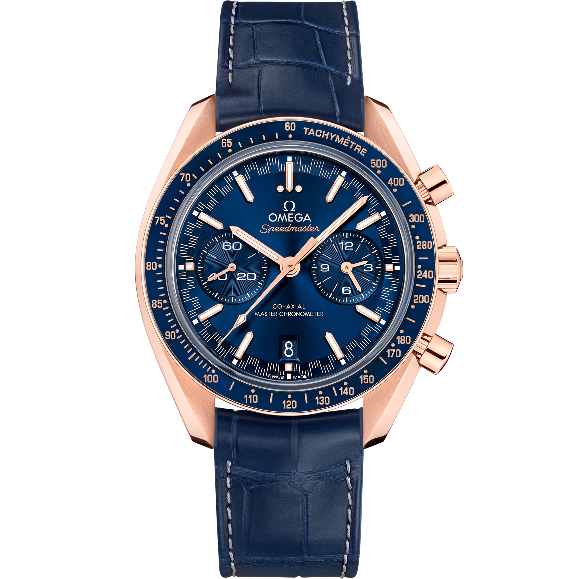 Omega Speedmaster Racing 44.25 mm, Sedna™ gold on leather strap 329.53.44.51.03.001