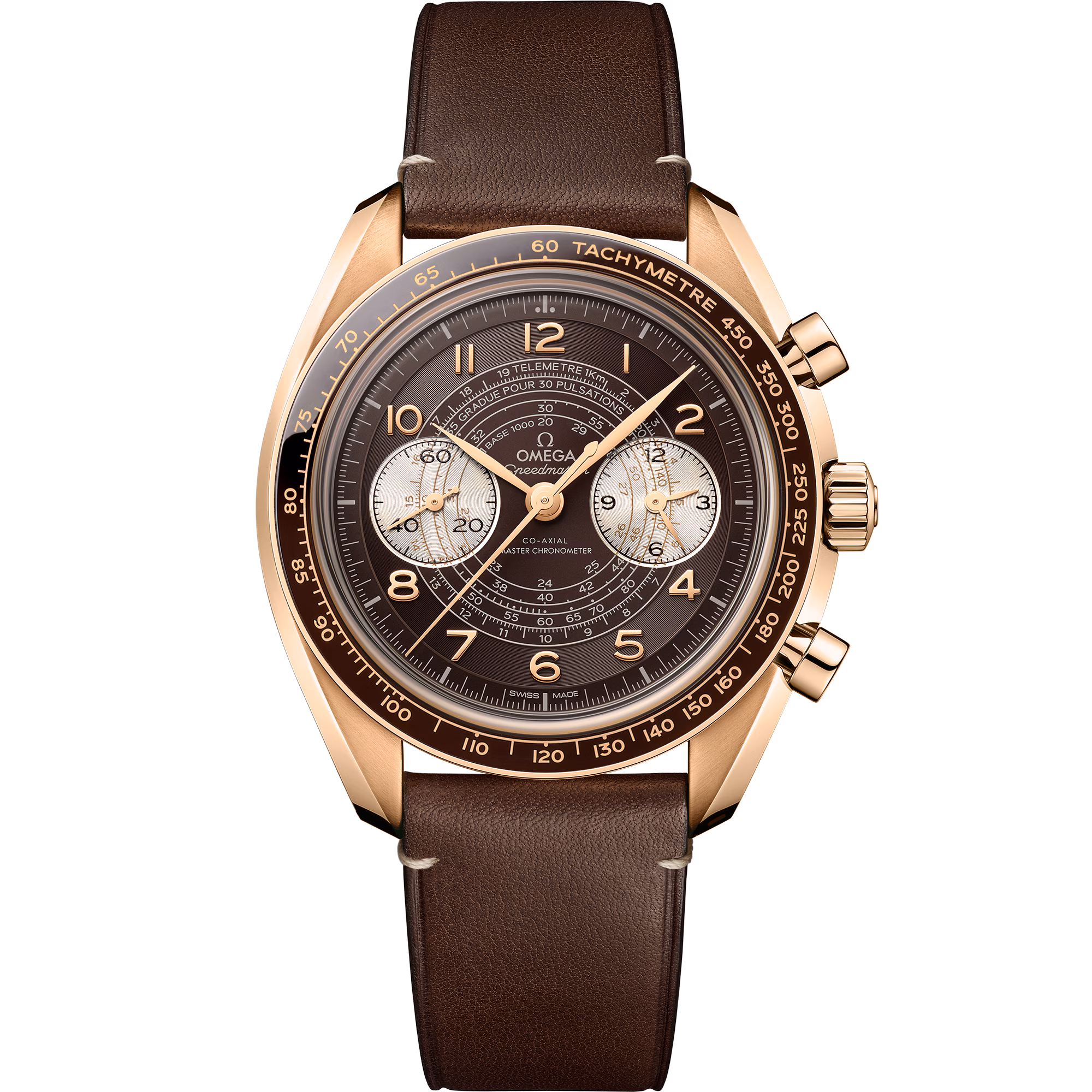 Omega Speedmaster Chronoscope 43 mm, Bronze gold on leather strap 329.92.43.51.10.001