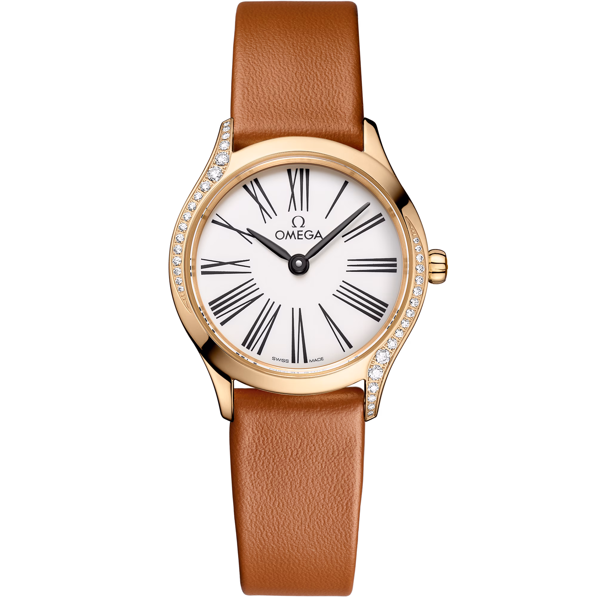Omega De Ville Mini Trésor 26 mm, Moonshine™ gold on leather strap, Trésor 428.57.26.60.04.004