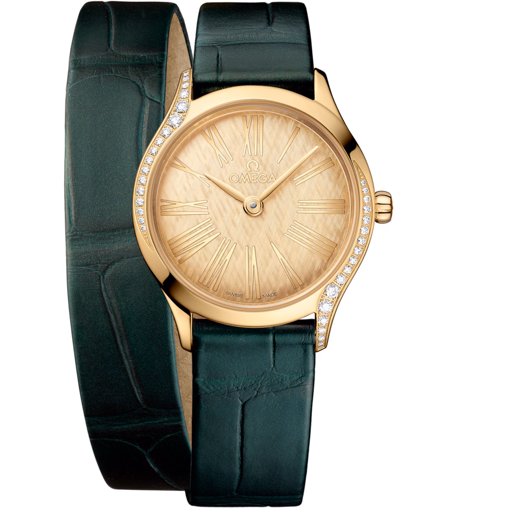 Omega De Ville Mini Trésor 26 mm, Moonshine™ gold on alligator, Trésor 428.58.26.60.99.002